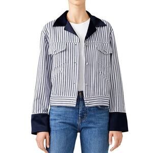 Harvey Faircloth French Workwear Striped Chore Jacket Satin‎ Collar